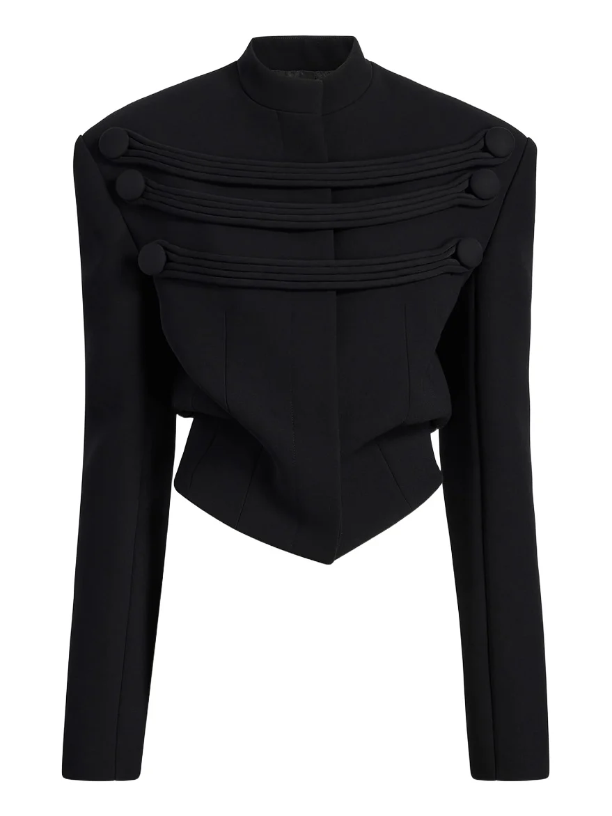 York Jacket With Cord Embroidery In Black