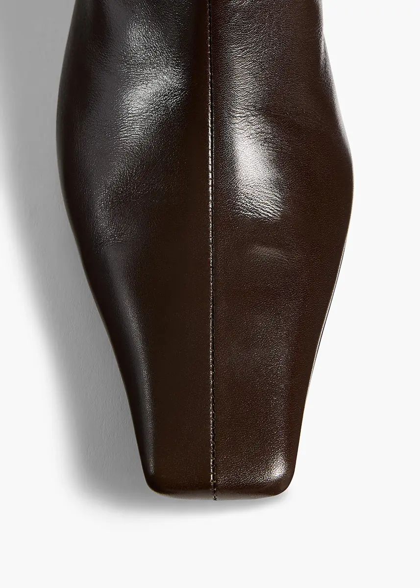 Khaite Ona Ankle Boot In Chocolate Glazed Leather | Thumbnail 3
