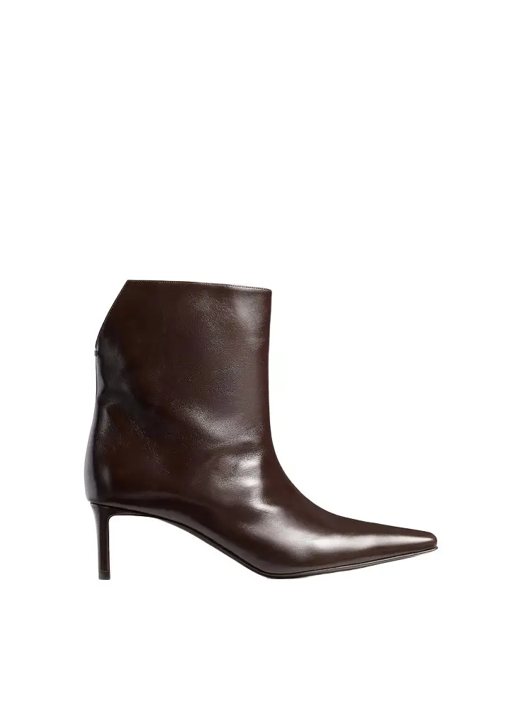 Khaite Ona Ankle Boot In Chocolate Glazed Leather