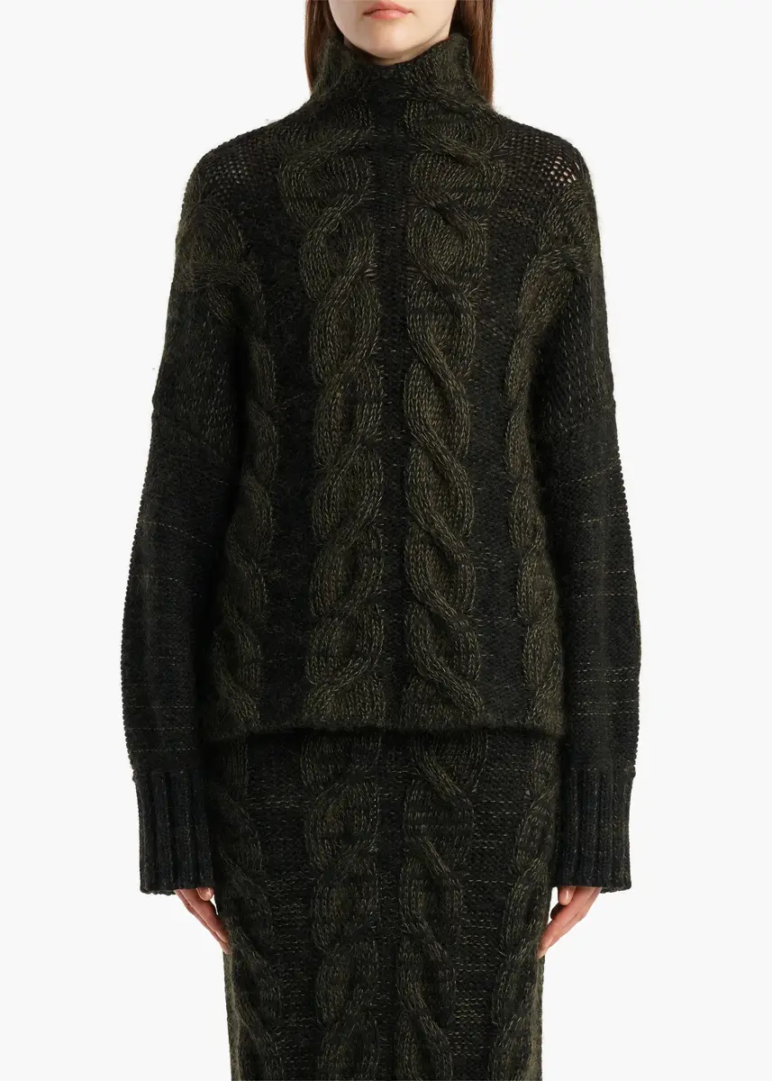 Khaite Nico Sweater In Black And Olive Multi | Thumbnail 3 Khaite Nico Sweater In Black And Olive Multi | Thumbnail 3
