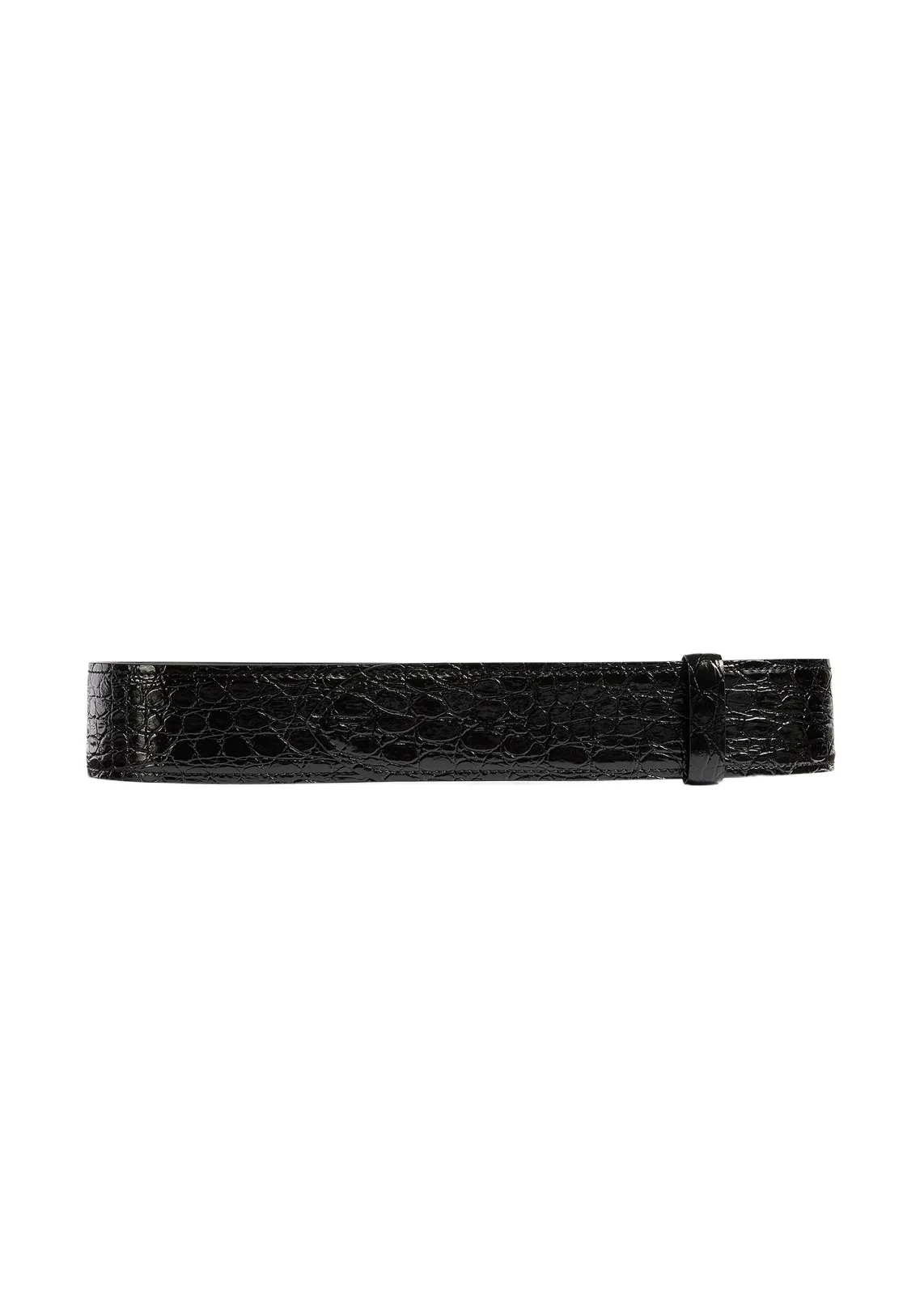Khaite Theo Waist Belt In Black Croc-Embossed Leather
