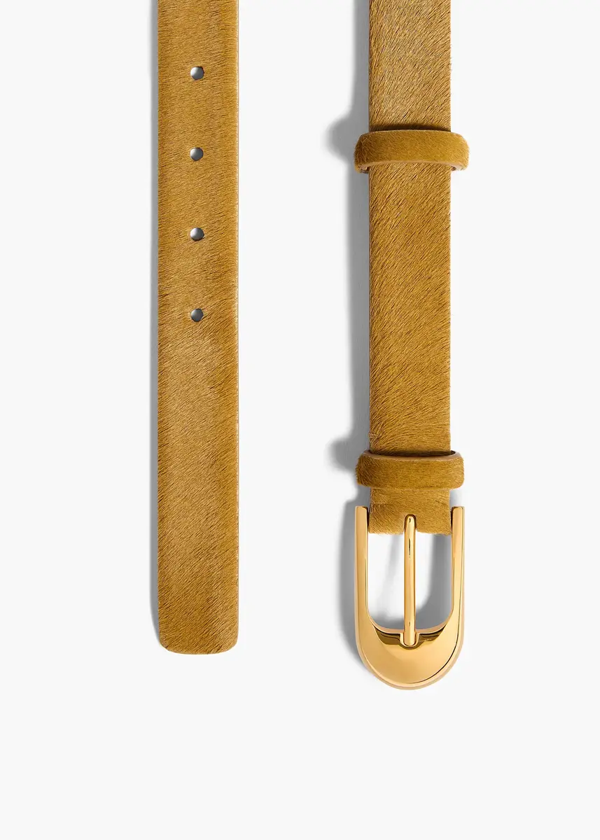 Khaite Dome Belt In Bronze Haircalf With Gold | Thumbnail 2