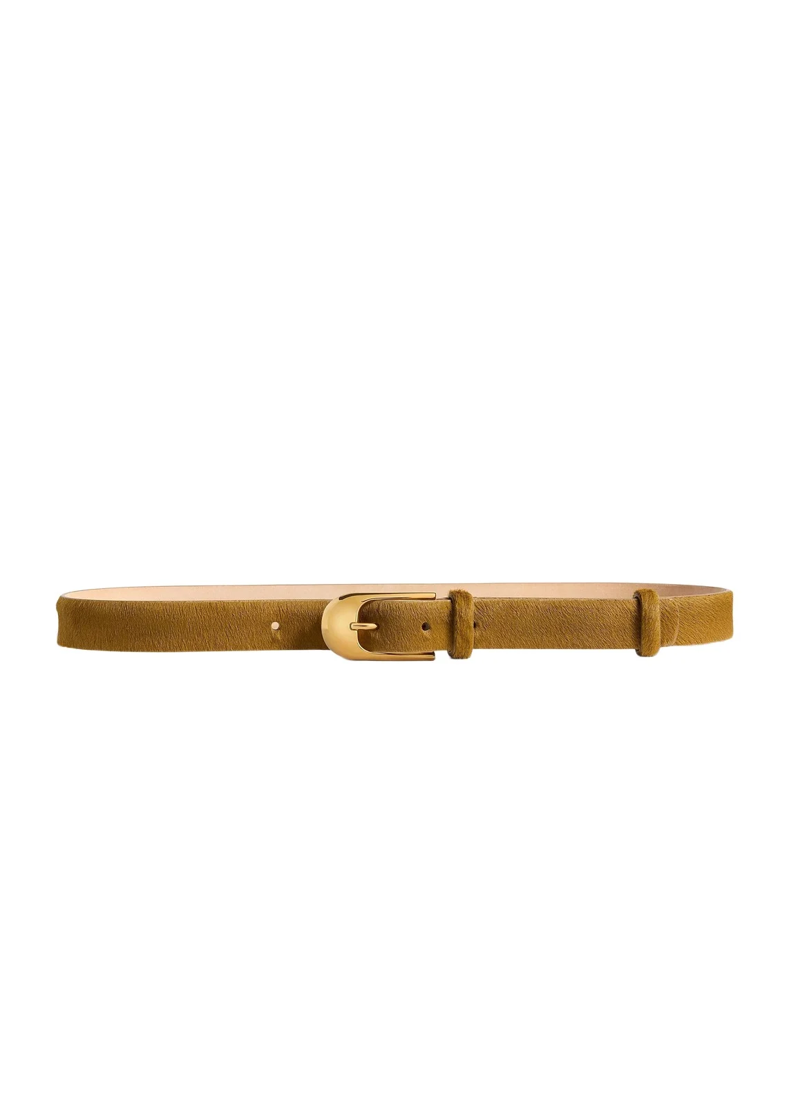 Khaite Dome Belt In Bronze Haircalf With Gold