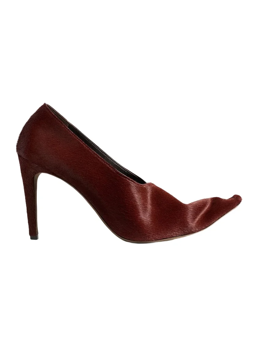 Khaite Marlene Pump In Red Mahogany Haircalf