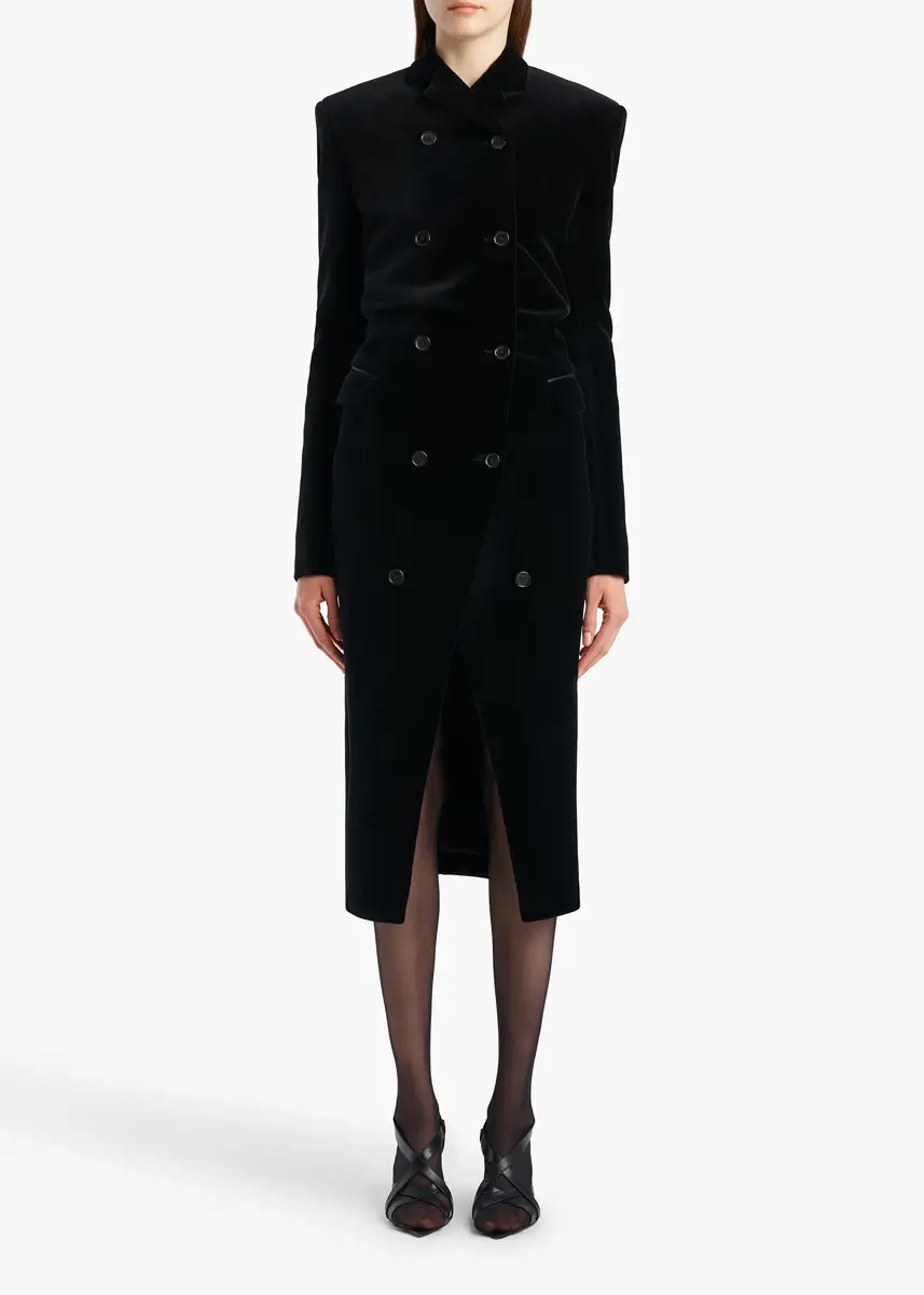 Khaite Rolon Coat In Black Velvet | Thumbnail 2 Khaite Rolon Coat In Black Velvet | Thumbnail 2