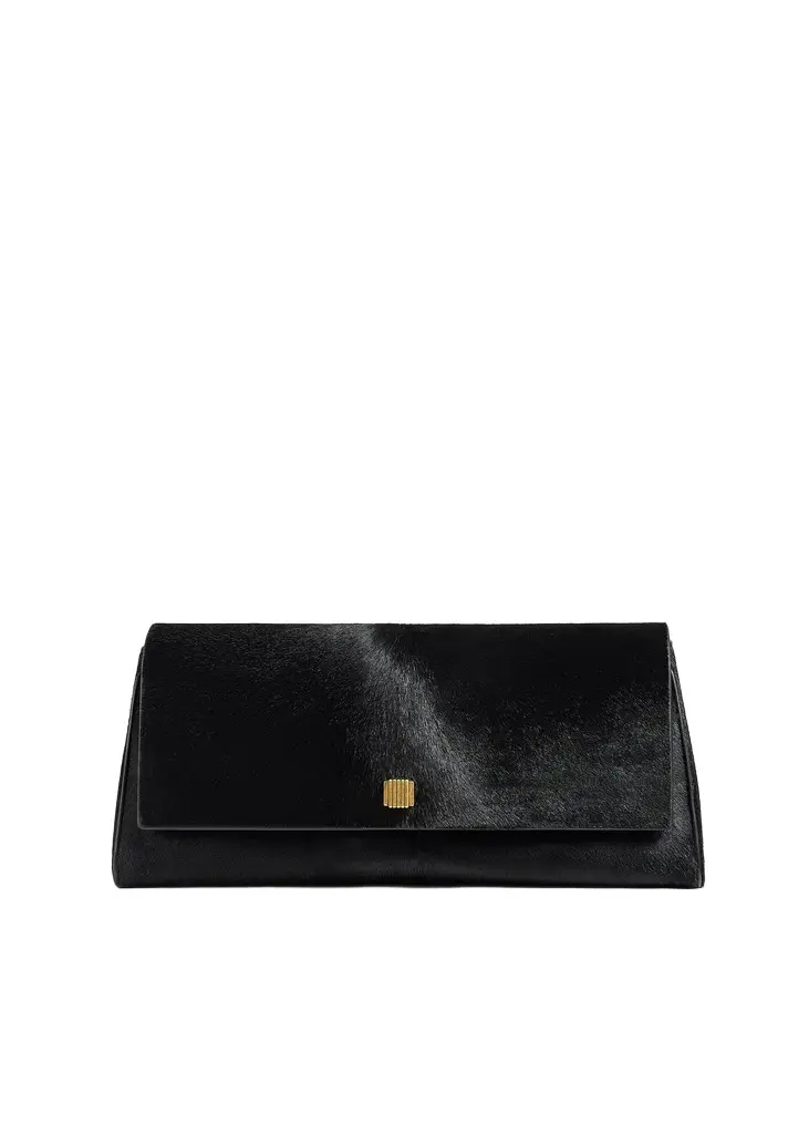 Khaite Audrey Clutch In Black Haircalf