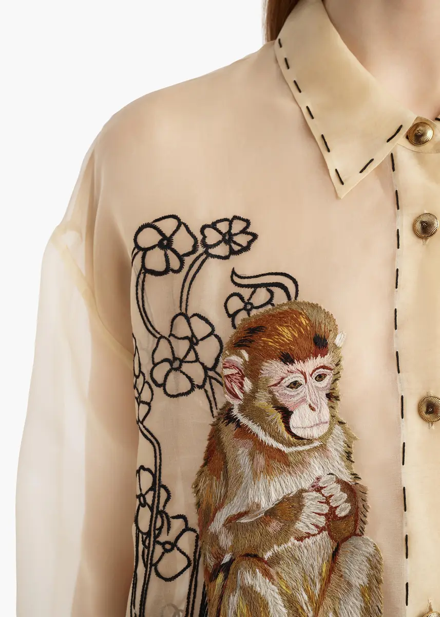 Khaite Goya Top In Champagne Monkey Embroidery | Thumbnail 4 Khaite Goya Top In Champagne Monkey Embroidery | Thumbnail 4