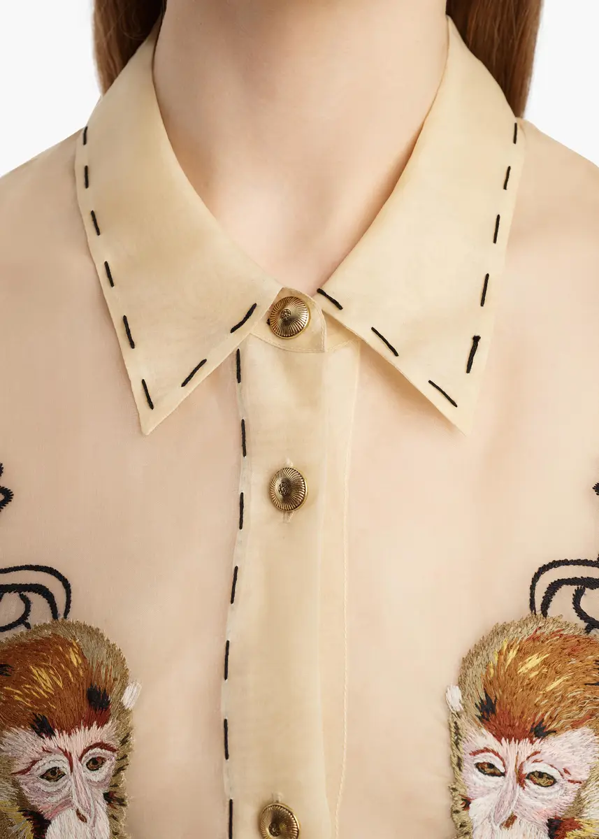 Khaite Goya Top In Champagne Monkey Embroidery | Thumbnail 5 Khaite Goya Top In Champagne Monkey Embroidery | Thumbnail 5