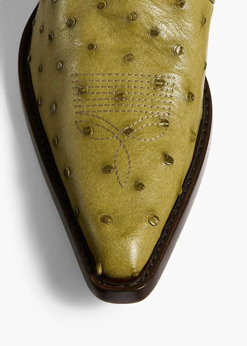 Khaite Clive Ankle Boot In Olive Ostrich | Thumbnail 3 Khaite Clive Ankle Boot In Olive Ostrich | Thumbnail 3