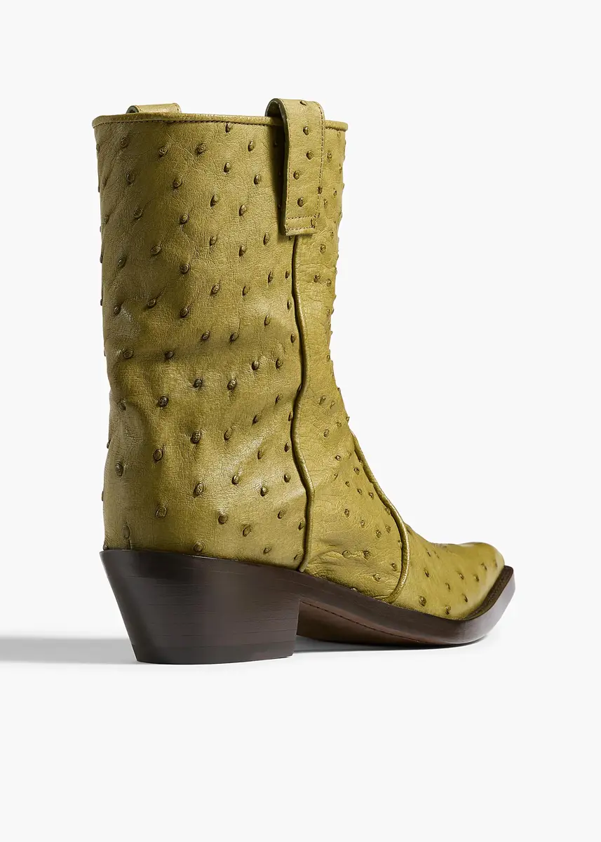 Khaite Clive Ankle Boot In Olive Ostrich | Thumbnail 4 Khaite Clive Ankle Boot In Olive Ostrich | Thumbnail 4