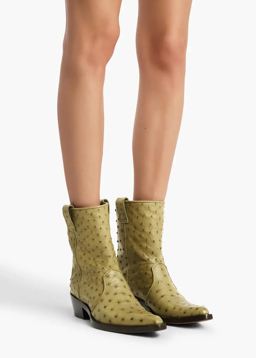 Khaite Clive Ankle Boot In Olive Ostrich | Thumbnail 5 Khaite Clive Ankle Boot In Olive Ostrich | Thumbnail 5