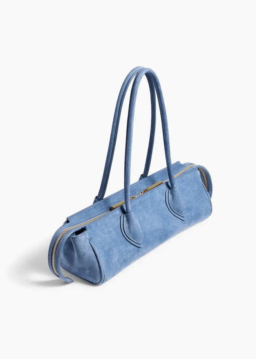 Khaite Donna Shoulder Bag In Cloud Iris Suede | Thumbnail 2 Khaite Donna Shoulder Bag In Cloud Iris Suede | Thumbnail 2