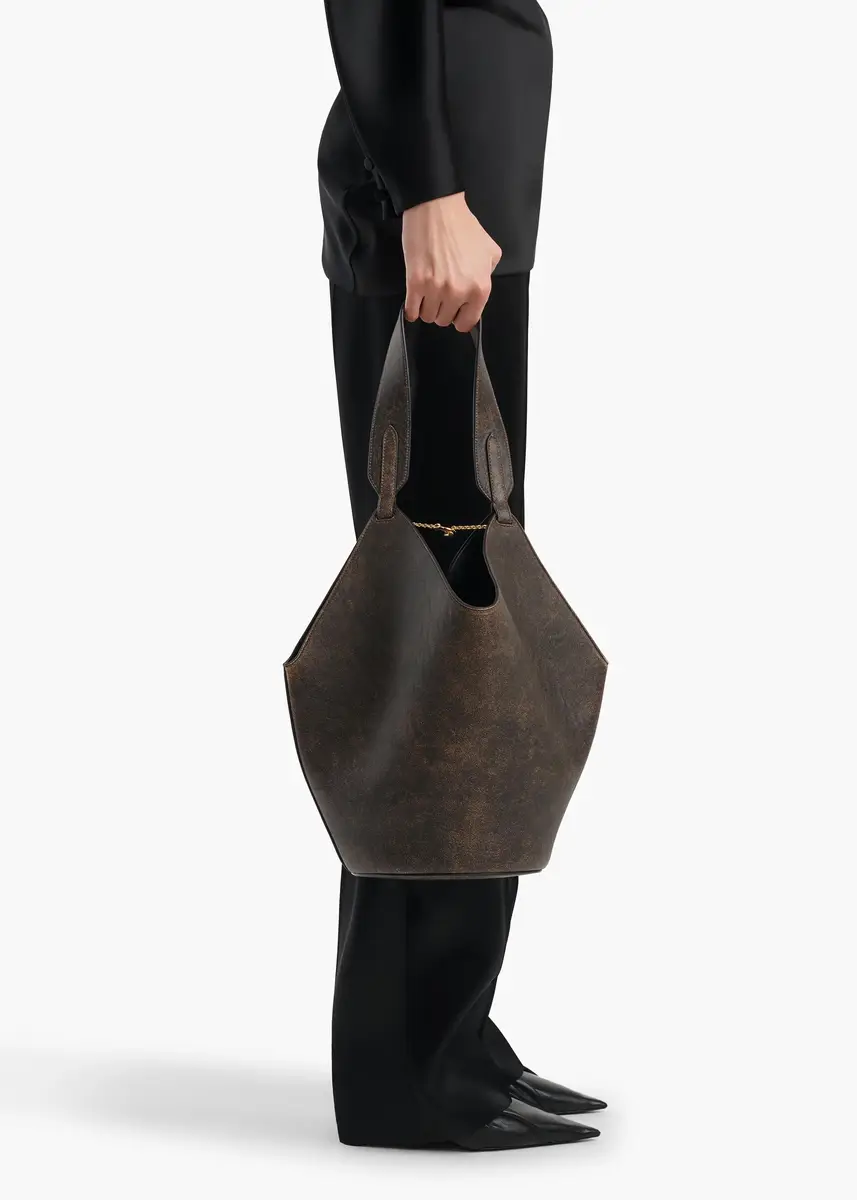 Khaite Small Lotus Tote In Natural And Black Distressed Leather | Thumbnail 5 Khaite Small Lotus Tote In Natural And Black Distressed Leather | Thumbnail 5