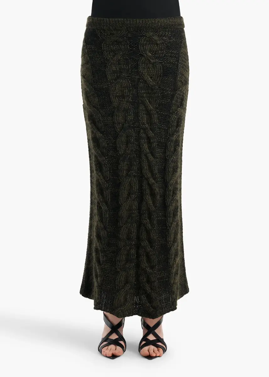Khaite Ziva Skirt In Black And Olive Multi | Thumbnail 3 Khaite Ziva Skirt In Black And Olive Multi | Thumbnail 3