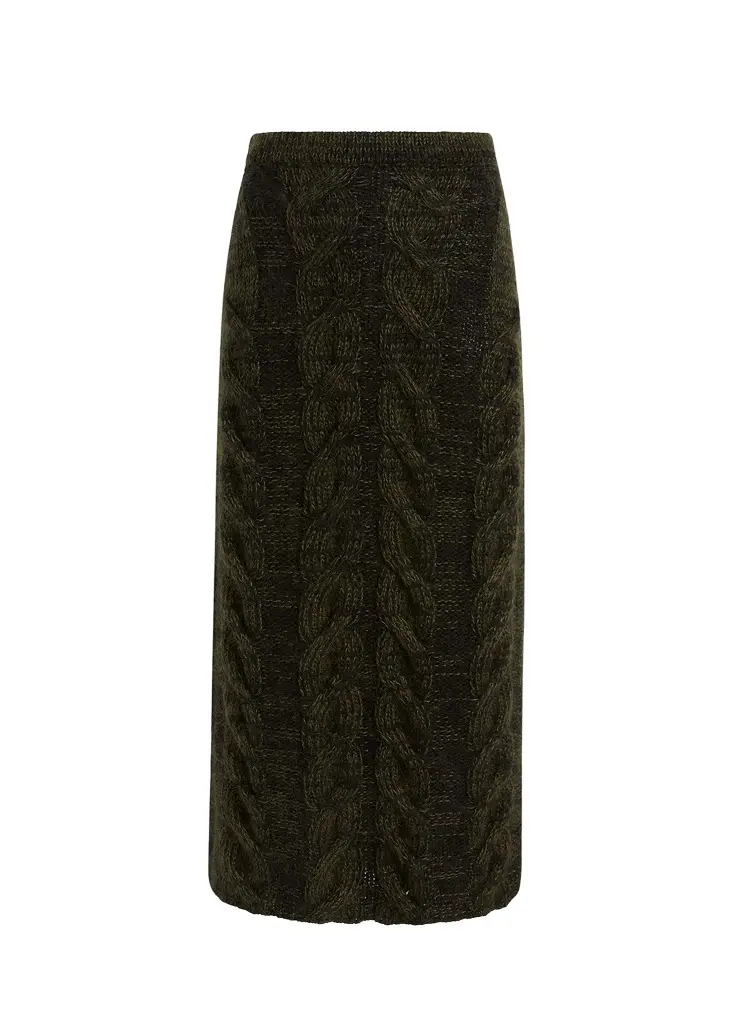 Khaite Ziva Skirt In Black And Olive Multi | Image 1 Khaite Ziva Skirt In Black And Olive Multi | Image 1