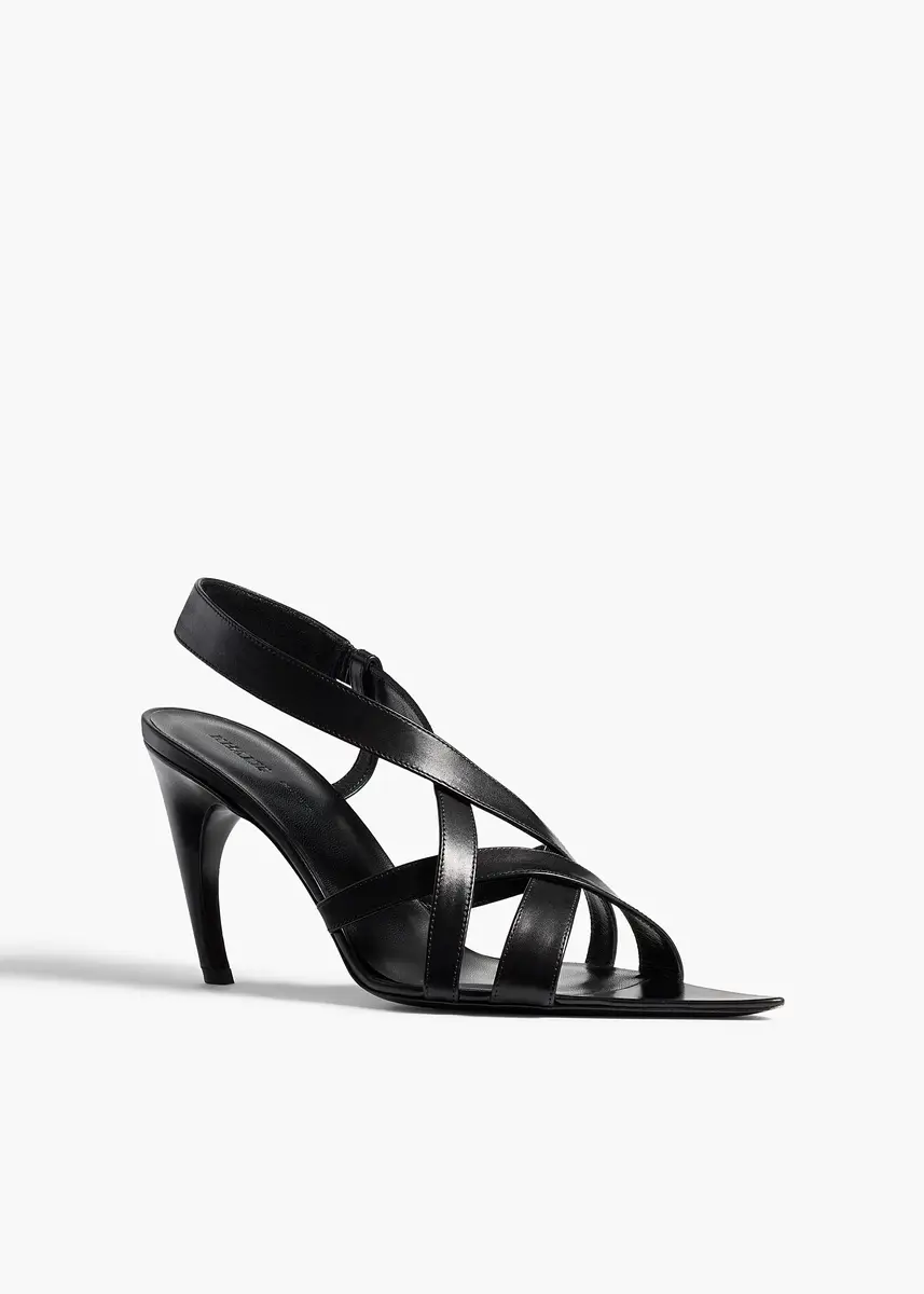 Khaite Sadie Sandal In Black Glazed Leather | Thumbnail 2