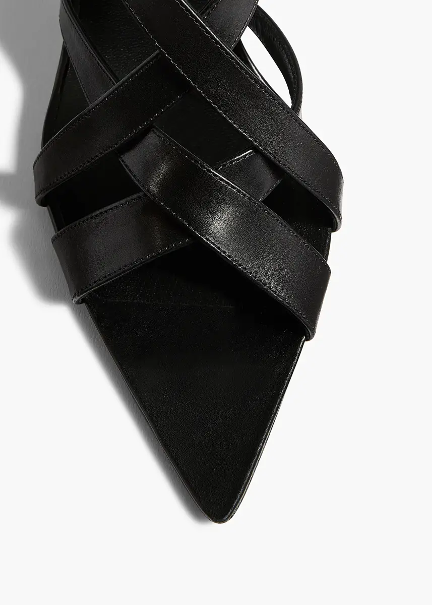 Khaite Sadie Sandal In Black Glazed Leather | Thumbnail 3