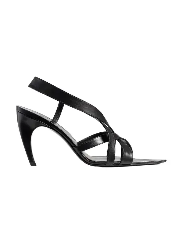 Sadie Sandal In Black Glazed Leather Sadie Sandal In Black Glazed Leather