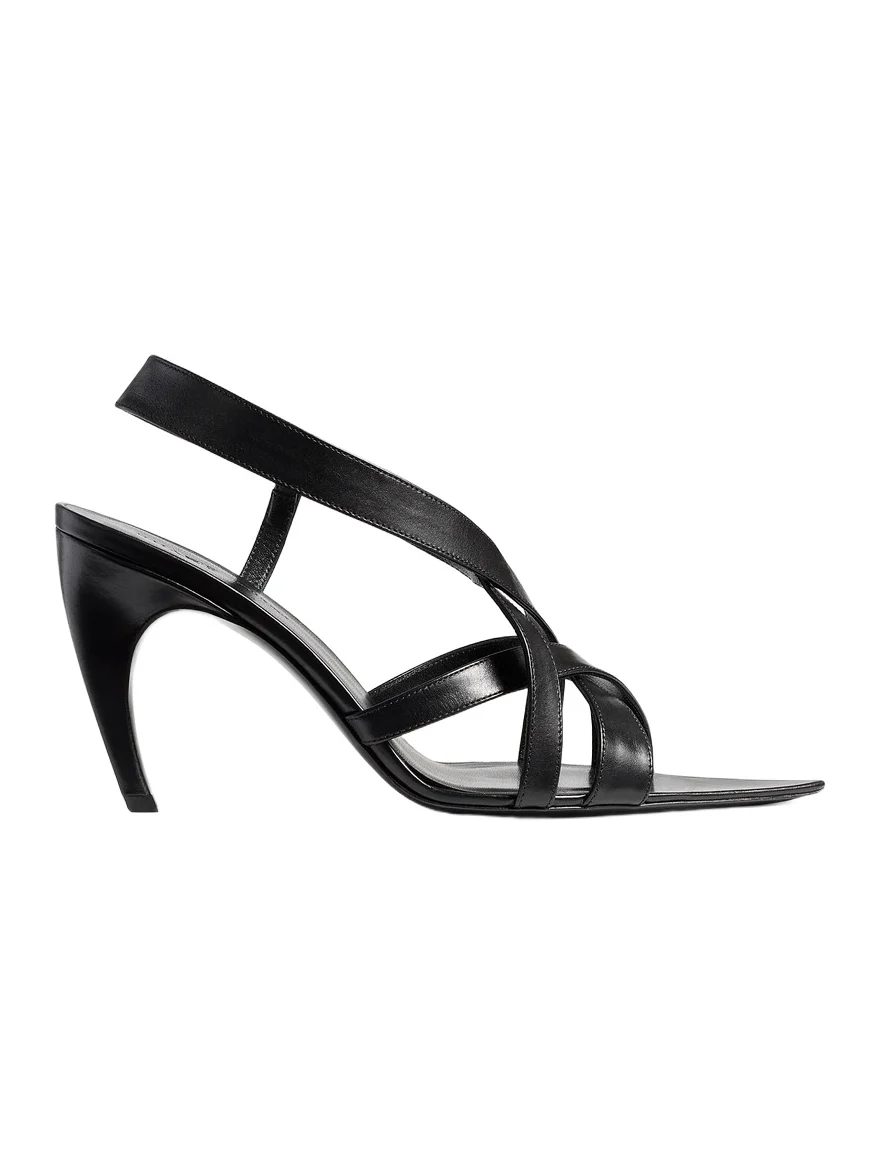 Khaite Sadie Sandal In Black Glazed Leather