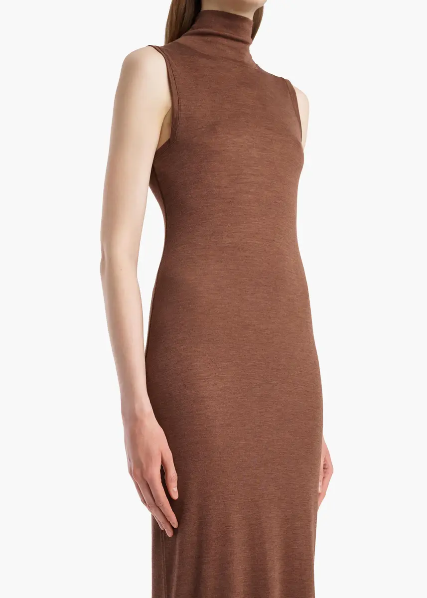 Khaite Demi Dress In Chestnut Wool Silk | Thumbnail 4 Khaite Demi Dress In Chestnut Wool Silk | Thumbnail 4