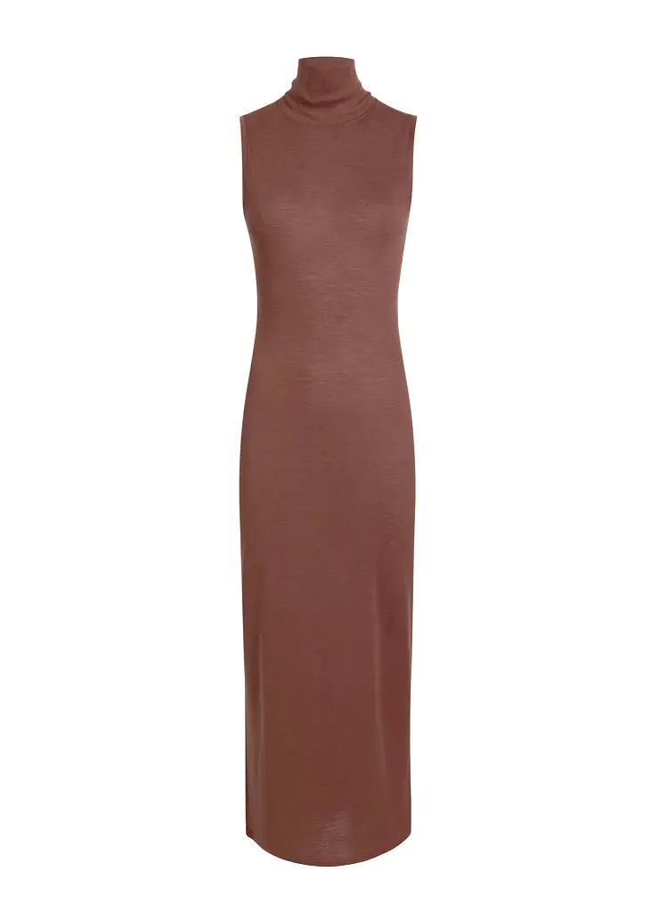 Khaite Demi Dress In Chestnut Wool Silk | Image 1 Khaite Demi Dress In Chestnut Wool Silk | Image 1