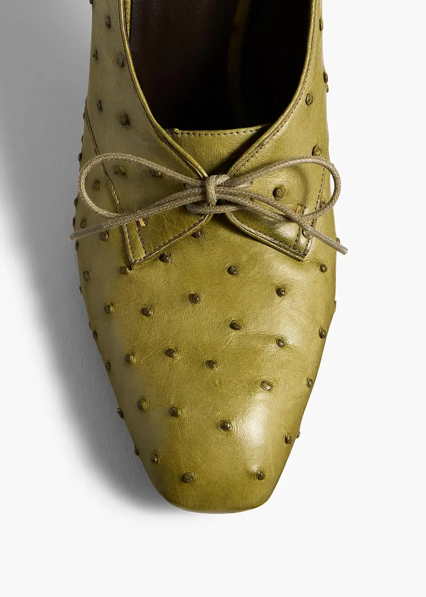 Khaite Colt Pump In Olive Ostrich | Thumbnail 3 Khaite Colt Pump In Olive Ostrich | Thumbnail 3