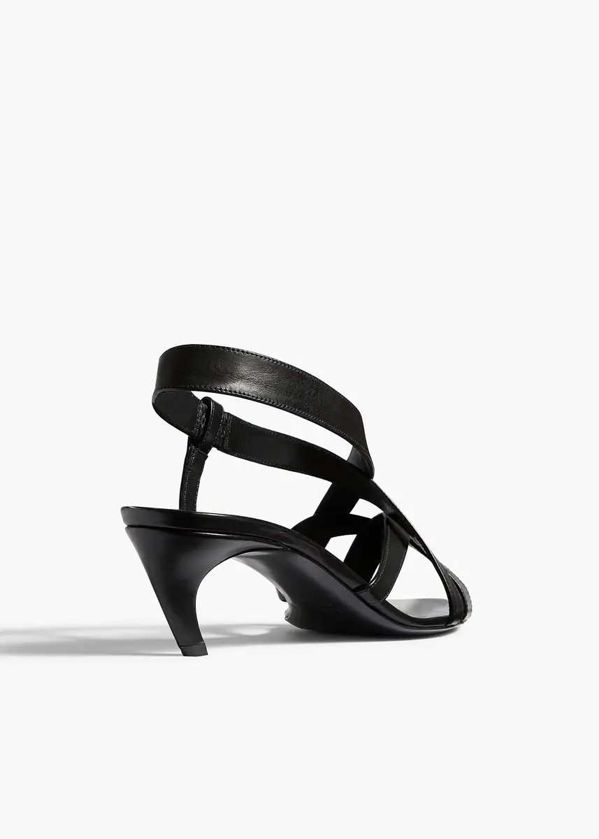 Khaite Sadie Kitten Heel Sandal In Black Glazed Leather | Thumbnail 4 Khaite Sadie Kitten Heel Sandal In Black Glazed Leather | Thumbnail 4