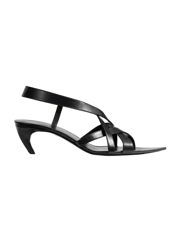Sadie Kitten Heel Sandal In Black Glazed Leather Sadie Kitten Heel Sandal In Black Glazed Leather