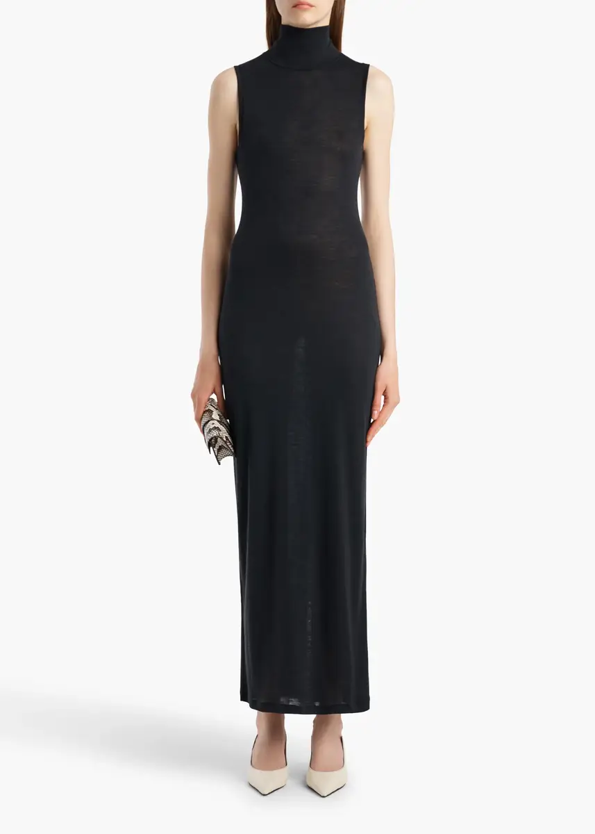 Khaite Demi Dress In Black Wool Silk | Thumbnail 2 Khaite Demi Dress In Black Wool Silk | Thumbnail 2