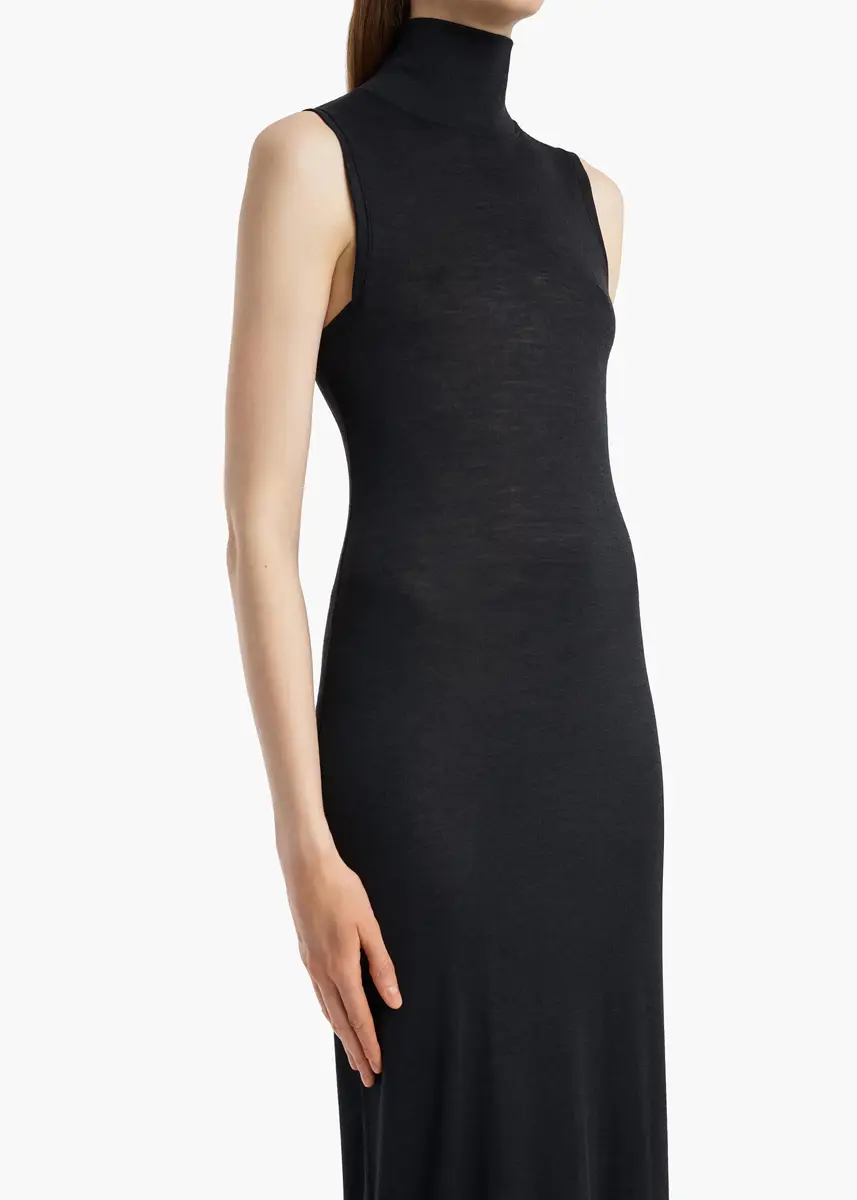Khaite Demi Dress In Black Wool Silk | Thumbnail 4 Khaite Demi Dress In Black Wool Silk | Thumbnail 4