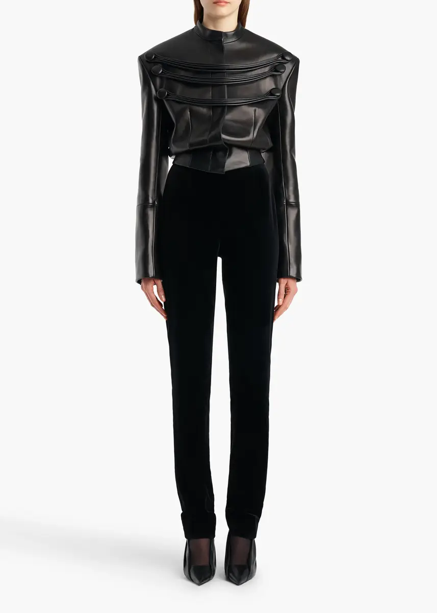 Khaite York Jacket With Cord Embroidery In Black Leather | Thumbnail 2