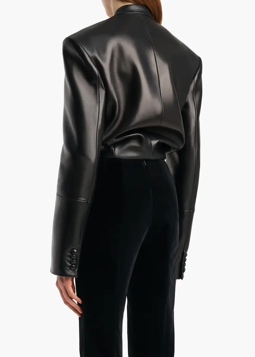 Khaite York Jacket With Cord Embroidery In Black Leather | Thumbnail 4