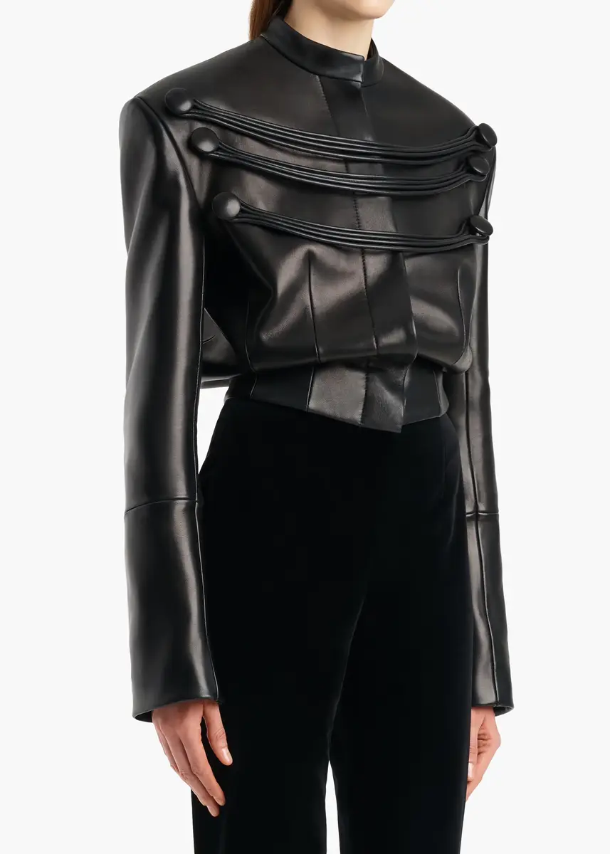 Khaite York Jacket With Cord Embroidery In Black Leather | Thumbnail 5
