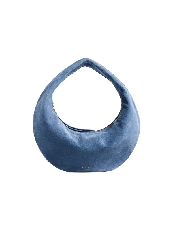 Khaite Mini Olivia Hobo In Cloud Iris Suede | Thumbnail 1 Khaite Mini Olivia Hobo In Cloud Iris Suede | Thumbnail 1