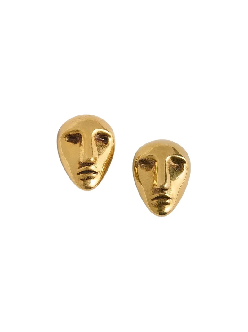 Visage Earrings In Antique Gold Visage Earrings In Antique Gold
