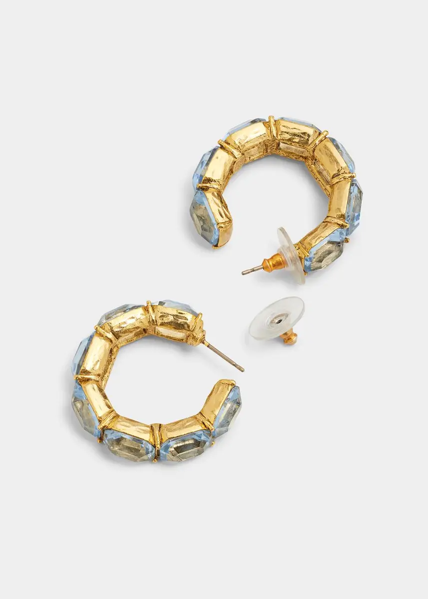 Oscar de la Renta Baguette Crystal Hoop Earrings, Watermelon/Rainbow | Thumbnail 4 Oscar de la Renta Baguette Crystal Hoop Earrings, Watermelon/Rainbow | Thumbnail 4