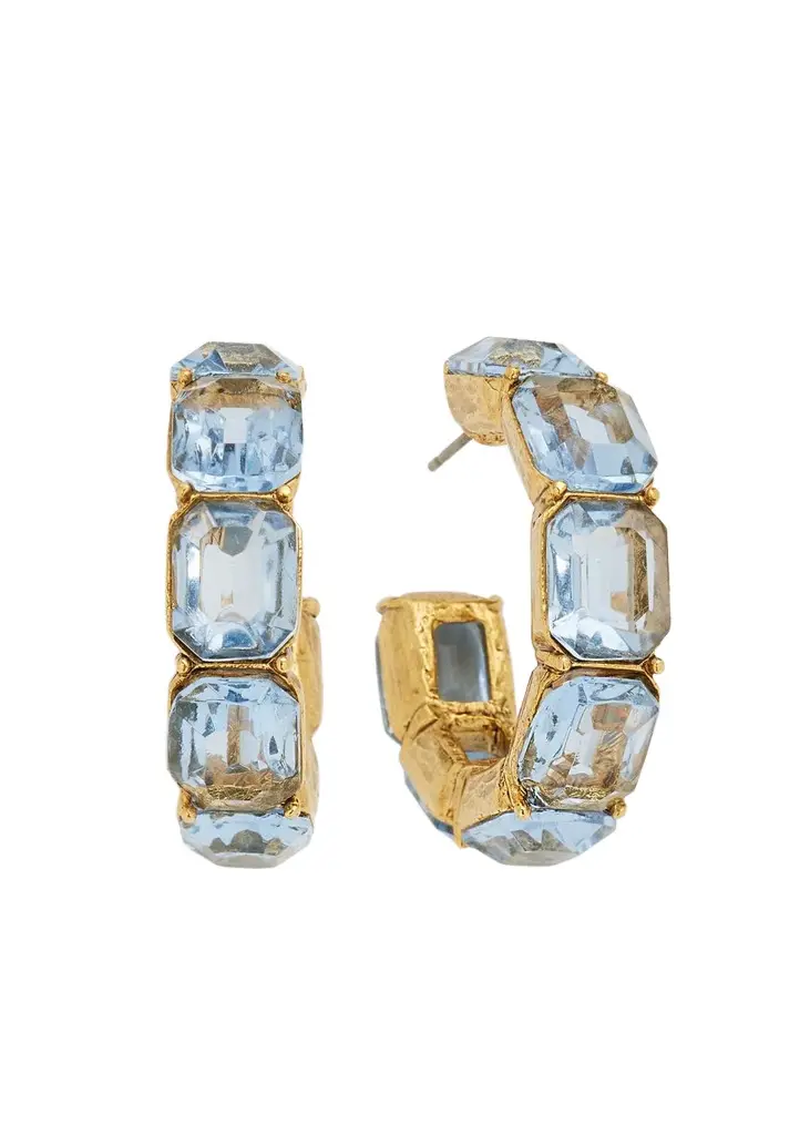 Oscar de la Renta Baguette Crystal Hoop Earrings, Watermelon/Rainbow | Image 1 Oscar de la Renta Baguette Crystal Hoop Earrings, Watermelon/Rainbow | Image 1