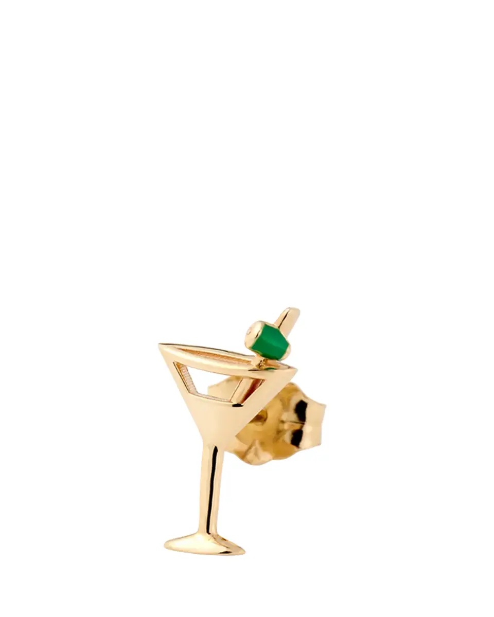Alison Lou 14K Yellow Gold Martini Stud Earring, Single | Thumbnail 2 Alison Lou 14K Yellow Gold Martini Stud Earring, Single | Thumbnail 2