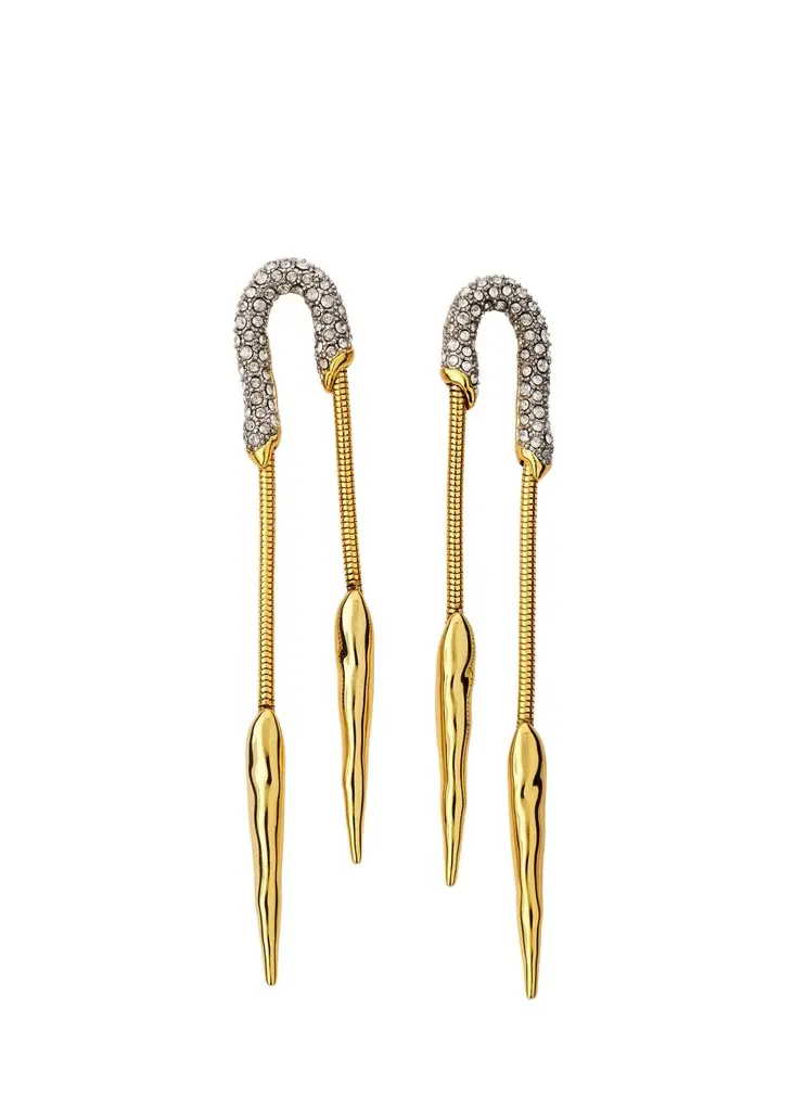 Solanales Crystal Chained Spear Earrings Solanales Crystal Chained Spear Earrings