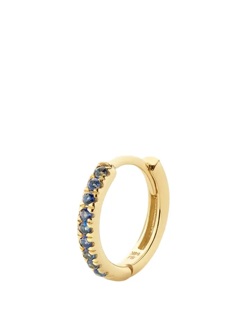 Alison Lou 14K Yellow Gold Blue Sapphire Huggie Earring, Single | Image 1 Alison Lou 14K Yellow Gold Blue Sapphire Huggie Earring, Single | Image 1