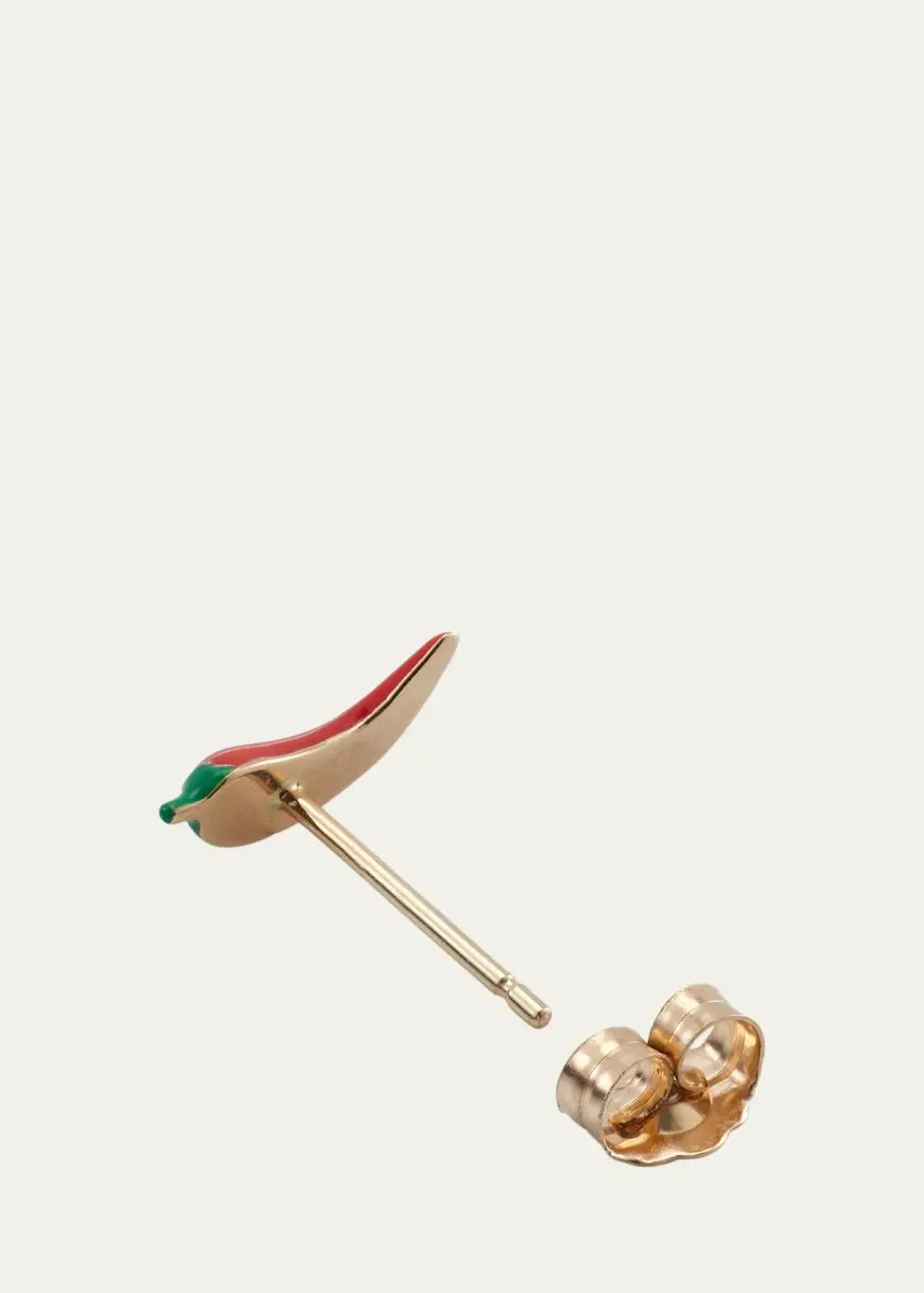 Alison Lou 14K Yellow Gold Chili Pepper Stud Earring, Single | Thumbnail 4 Alison Lou 14K Yellow Gold Chili Pepper Stud Earring, Single | Thumbnail 4