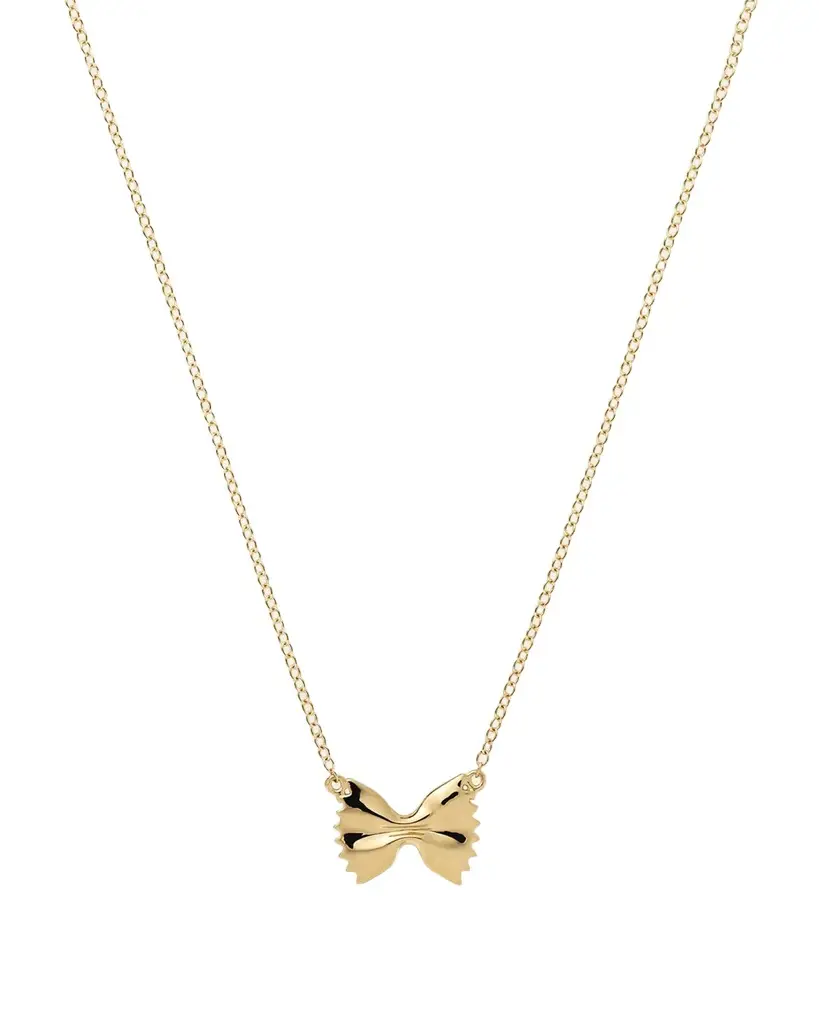 Alison Lou 14K Yellow Gold Bowtie Pasta Station Necklace