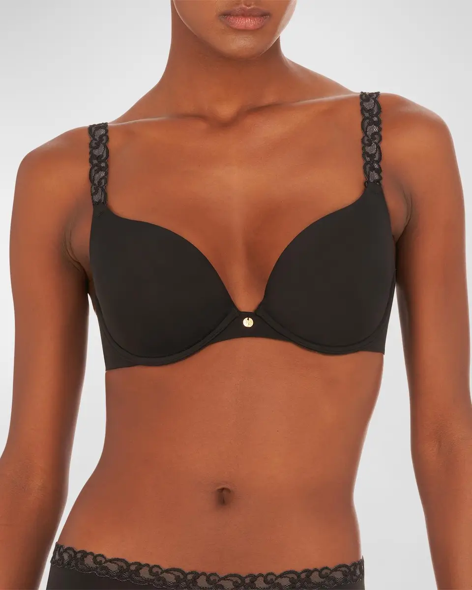 Natori Pure Luxe Lace-Trim Push-Up Bra | Image 1 Natori Pure Luxe Lace-Trim Push-Up Bra | Image 1