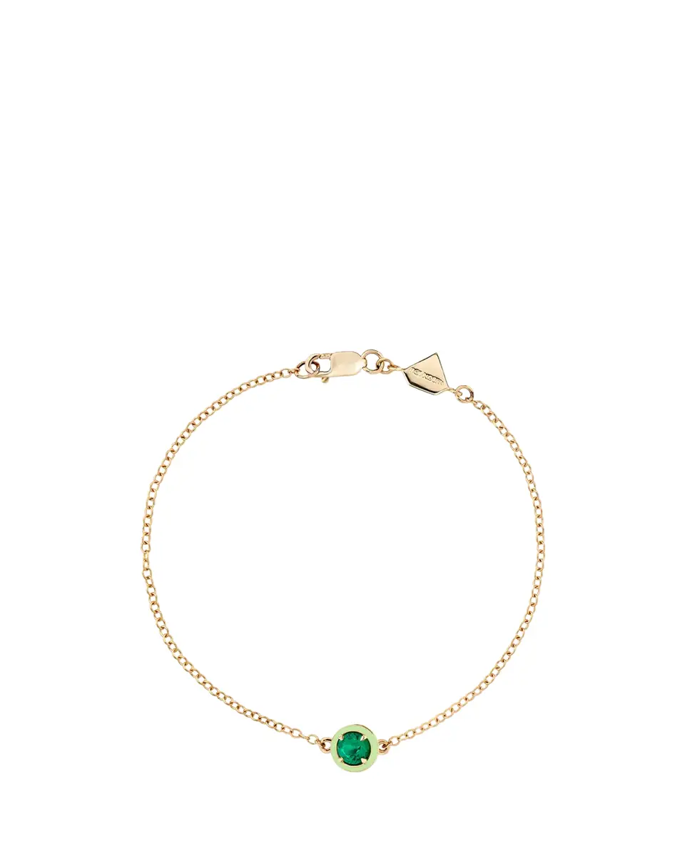 Alison Lou Round Emerald Cocktail Bracelet in 14K Yellow Gold | Thumbnail 2 Alison Lou Round Emerald Cocktail Bracelet in 14K Yellow Gold | Thumbnail 2