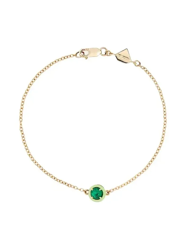 Round Emerald Cocktail Bracelet in 14K Yellow Gold