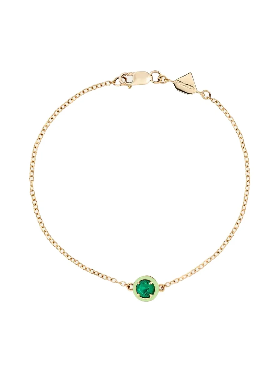 Round Emerald Cocktail Bracelet in 14K Yellow Gold