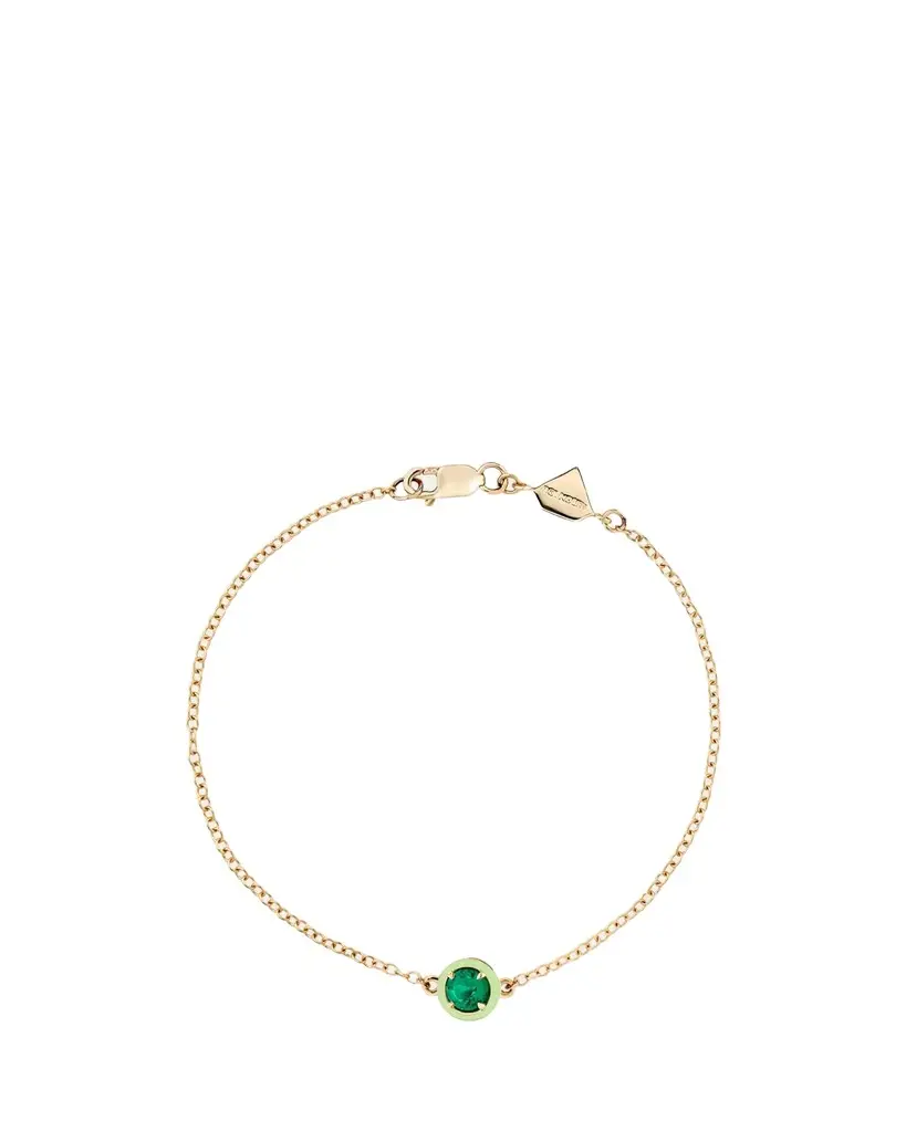 Alison Lou Round Emerald Cocktail Bracelet in 14K Yellow Gold