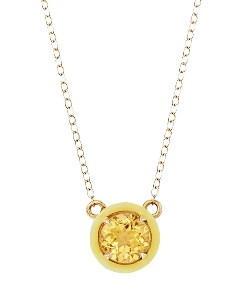 Alison Lou Round Cocktail Necklace with Citrine and Yellow Enamel in 14K Yellow Gold | Image 1 Alison Lou Round Cocktail Necklace with Citrine and Yellow Enamel in 14K Yellow Gold | Image 1