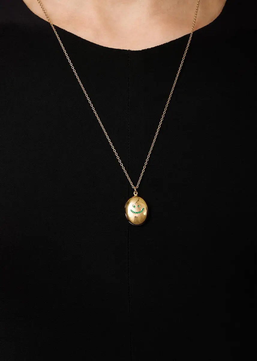 PATTARAPHAN 14K Yellow Gold Gem Yim Emerald Locket Necklace | Thumbnail 2