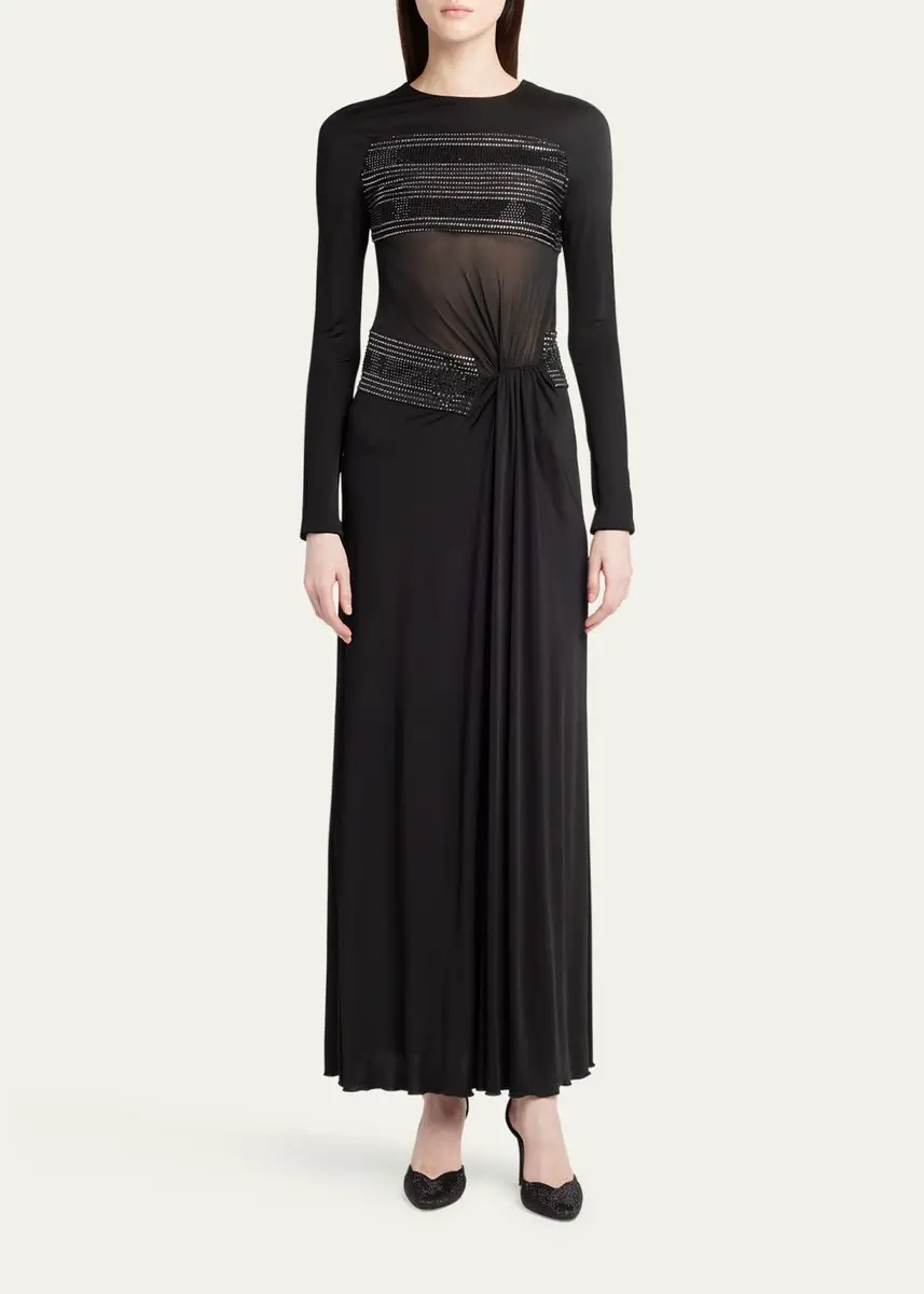 Giorgio Armani Crystal Sheer Midriff Jersey Gown | Thumbnail 2 Giorgio Armani Crystal Sheer Midriff Jersey Gown | Thumbnail 2